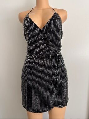 parker beaded mini dress | Dresses | Parker Black Navy Size 4 Nwt Lace Half Sleeve Black Worn alone or layered Color:Black and White Dot pool